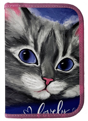 пенал 1-яр. пустий, 1 відворот, поліестер, "Lovely Cat", 24106C