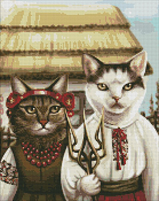 Алмазна мозаїка Котяча готика 40х50 см
