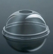 Крышка пластиковая купольная прозрачная с отверстием к стакану PET 50шт