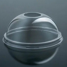 Крышка пластиковая купольная прозрачная с отверстием к стакану PET 50шт (3)